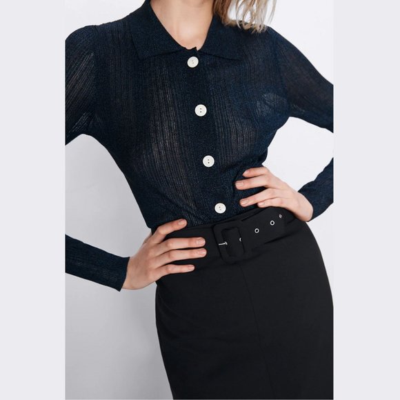 LAST ONE!!! ZARA Black Belted Pencil Skirt - Picture 10 of 13